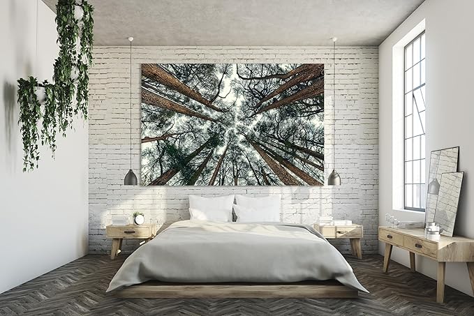 Nature Wall Art Prints - Ocean Forest Mountain Lake Canvas Landscapes - Small to Extra Large Living Room Bedroom Kitchen Bathroom Décor (Trees and Sky, 16L" x 24W")